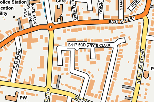 BN17 5QD map - OS OpenMap – Local (Ordnance Survey)