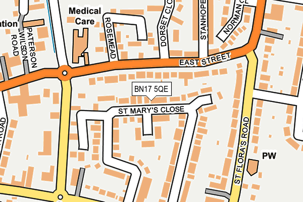 BN17 5QE map - OS OpenMap – Local (Ordnance Survey)