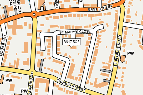 BN17 5QF map - OS OpenMap – Local (Ordnance Survey)