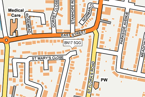 BN17 5QG map - OS OpenMap – Local (Ordnance Survey)