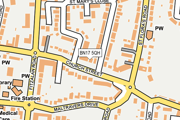BN17 5QH map - OS OpenMap – Local (Ordnance Survey)
