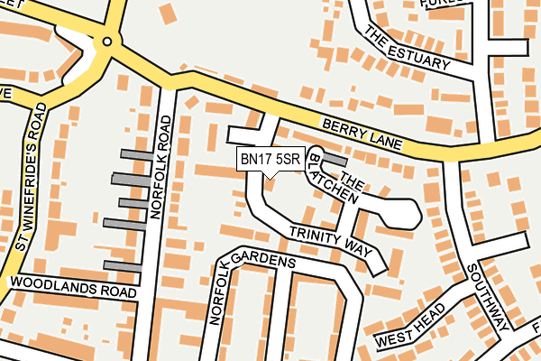 BN17 5SR map - OS OpenMap – Local (Ordnance Survey)