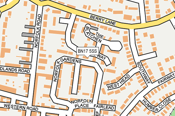 BN17 5SS map - OS OpenMap – Local (Ordnance Survey)