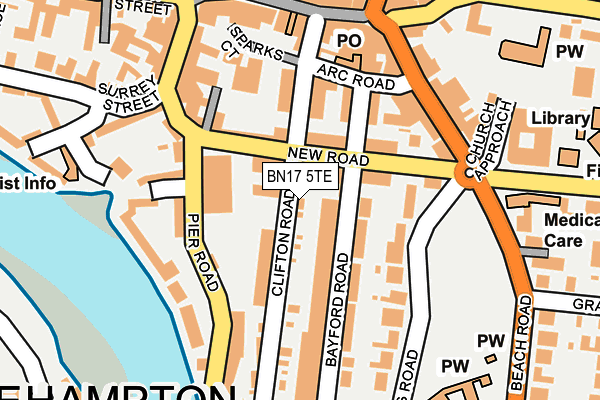BN17 5TE map - OS OpenMap – Local (Ordnance Survey)