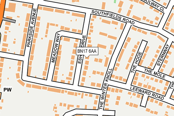 BN17 6AA map - OS OpenMap – Local (Ordnance Survey)