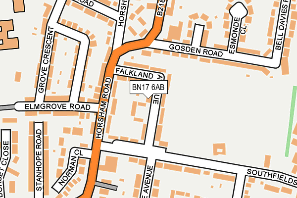 BN17 6AB map - OS OpenMap – Local (Ordnance Survey)