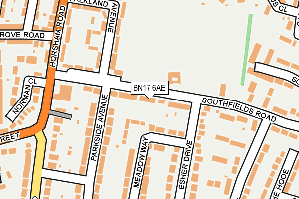 BN17 6AE map - OS OpenMap – Local (Ordnance Survey)