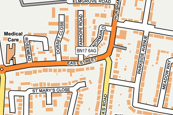 BN17 6AG map - OS OpenMap – Local (Ordnance Survey)