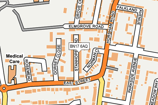 BN17 6AQ map - OS OpenMap – Local (Ordnance Survey)