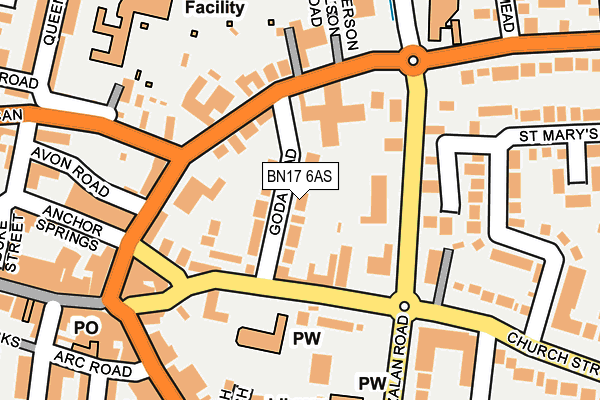 BN17 6AS map - OS OpenMap – Local (Ordnance Survey)