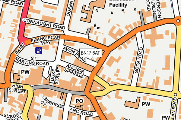 BN17 6AT map - OS OpenMap – Local (Ordnance Survey)