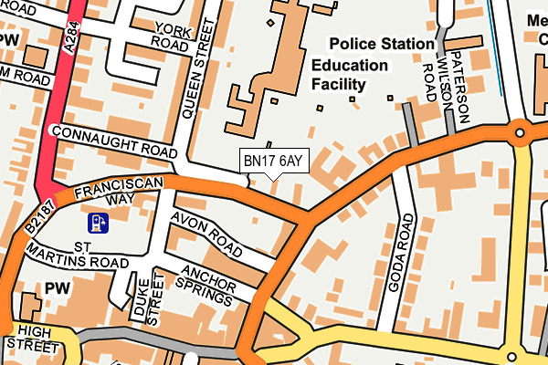 BN17 6AY map - OS OpenMap – Local (Ordnance Survey)