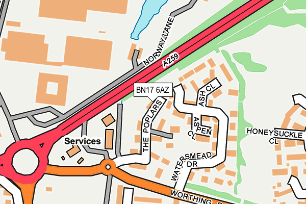 BN17 6AZ map - OS OpenMap – Local (Ordnance Survey)