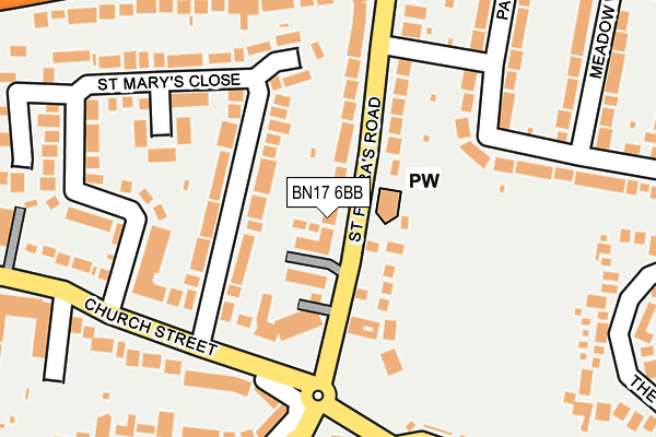 BN17 6BB map - OS OpenMap – Local (Ordnance Survey)