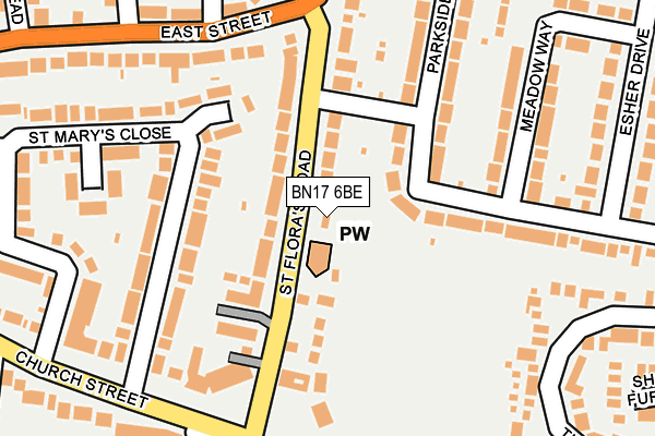 BN17 6BE map - OS OpenMap – Local (Ordnance Survey)