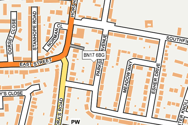 BN17 6BG map - OS OpenMap – Local (Ordnance Survey)