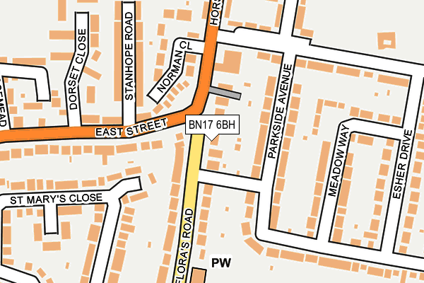 BN17 6BH map - OS OpenMap – Local (Ordnance Survey)