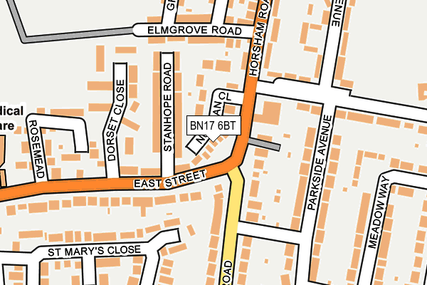 BN17 6BT map - OS OpenMap – Local (Ordnance Survey)