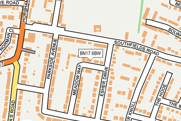 BN17 6BW map - OS OpenMap – Local (Ordnance Survey)