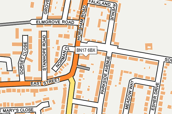 BN17 6BX map - OS OpenMap – Local (Ordnance Survey)
