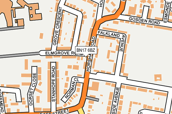 BN17 6BZ map - OS OpenMap – Local (Ordnance Survey)
