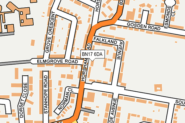 BN17 6DA map - OS OpenMap – Local (Ordnance Survey)