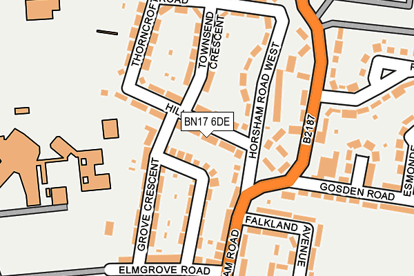 BN17 6DE map - OS OpenMap – Local (Ordnance Survey)