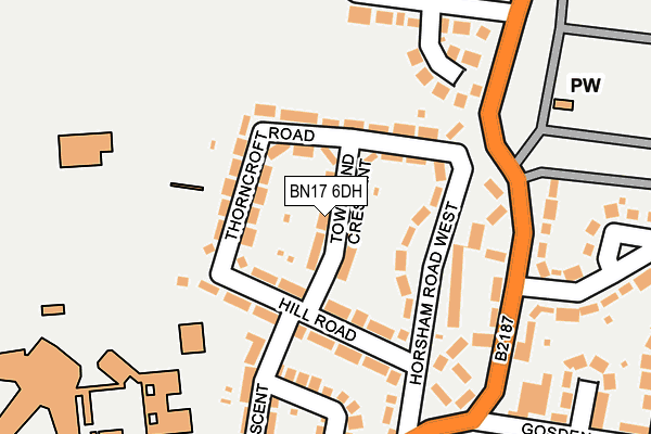 BN17 6DH map - OS OpenMap – Local (Ordnance Survey)