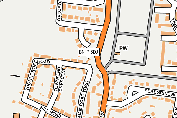 BN17 6DJ map - OS OpenMap – Local (Ordnance Survey)