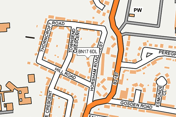 BN17 6DL map - OS OpenMap – Local (Ordnance Survey)