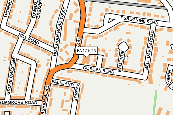 BN17 6DN map - OS OpenMap – Local (Ordnance Survey)