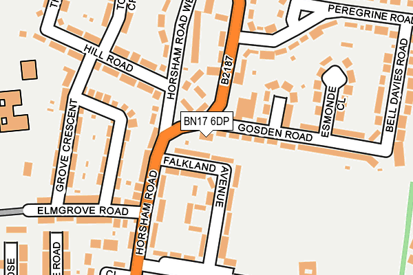 BN17 6DP map - OS OpenMap – Local (Ordnance Survey)