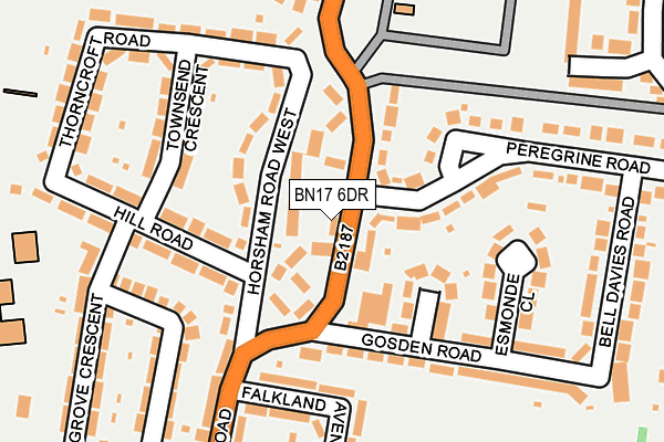 BN17 6DR map - OS OpenMap – Local (Ordnance Survey)
