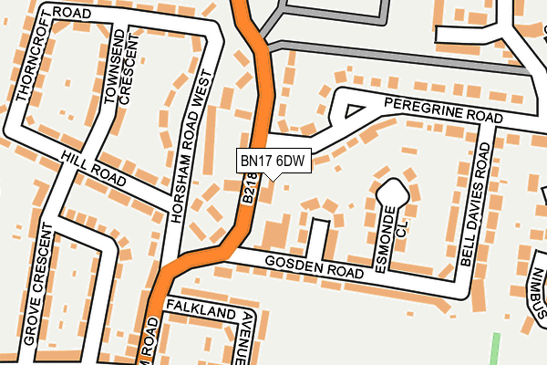 BN17 6DW map - OS OpenMap – Local (Ordnance Survey)