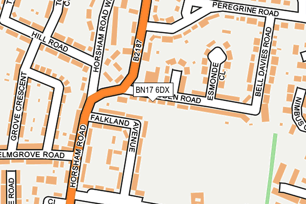 BN17 6DX map - OS OpenMap – Local (Ordnance Survey)