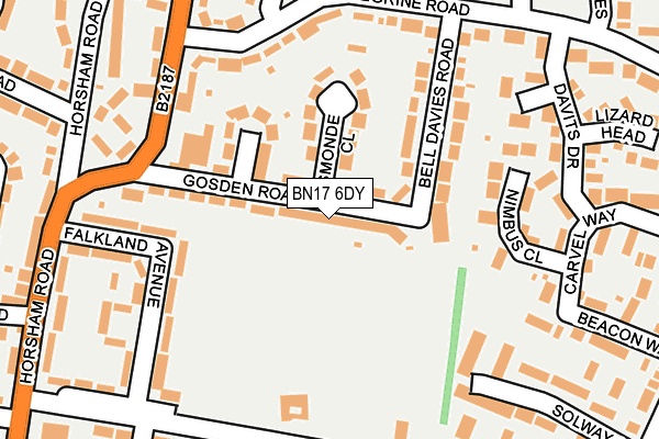 BN17 6DY map - OS OpenMap – Local (Ordnance Survey)
