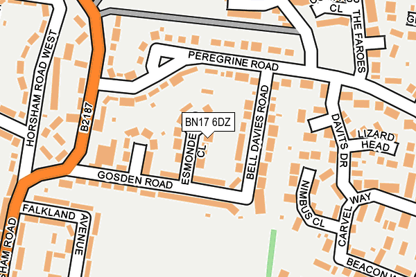 BN17 6DZ map - OS OpenMap – Local (Ordnance Survey)