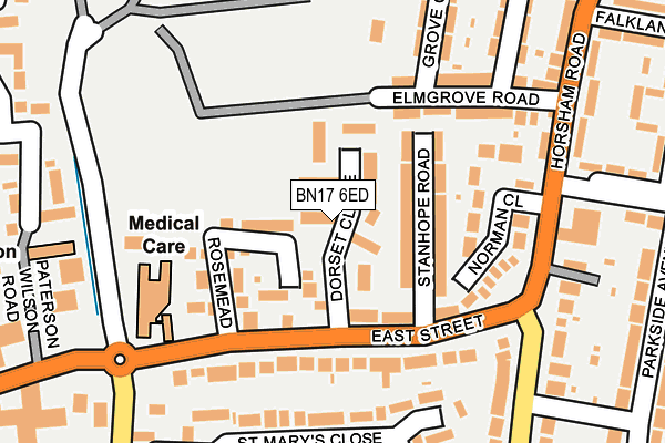 BN17 6ED map - OS OpenMap – Local (Ordnance Survey)