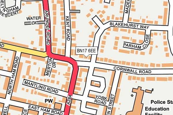 BN17 6EE map - OS OpenMap – Local (Ordnance Survey)