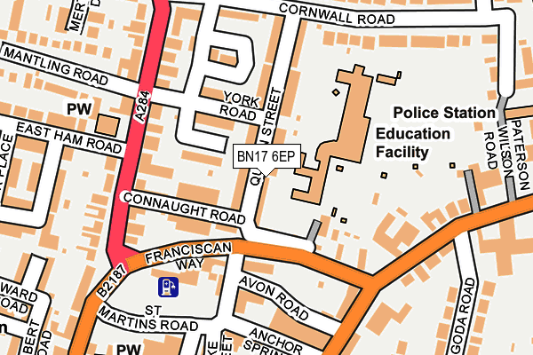 BN17 6EP map - OS OpenMap – Local (Ordnance Survey)