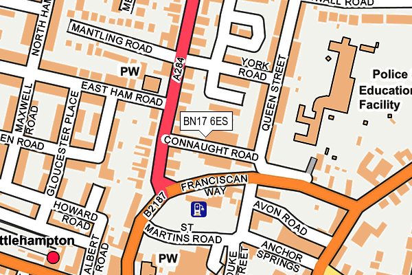BN17 6ES map - OS OpenMap – Local (Ordnance Survey)
