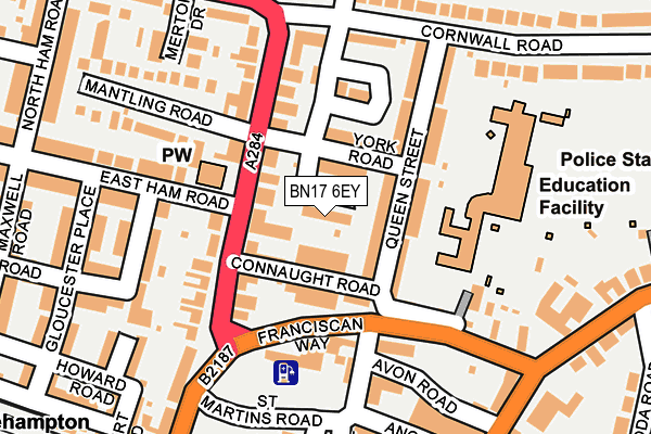 BN17 6EY map - OS OpenMap – Local (Ordnance Survey)