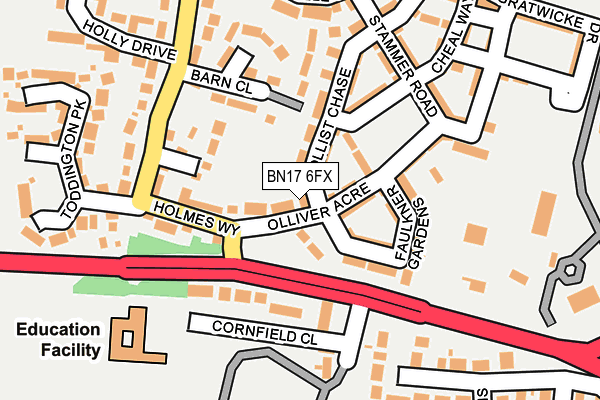 BN17 6FX map - OS OpenMap – Local (Ordnance Survey)