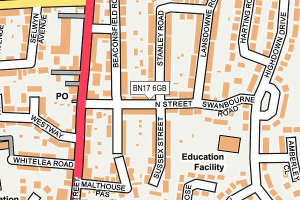 BN17 6GB map - OS OpenMap – Local (Ordnance Survey)