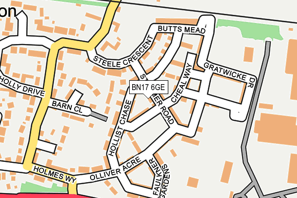 BN17 6GE map - OS OpenMap – Local (Ordnance Survey)