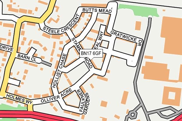 BN17 6GF map - OS OpenMap – Local (Ordnance Survey)