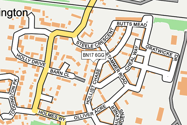 BN17 6GG map - OS OpenMap – Local (Ordnance Survey)