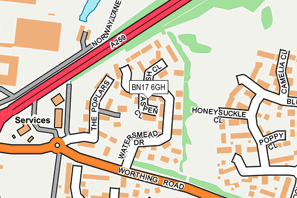 BN17 6GH map - OS OpenMap – Local (Ordnance Survey)