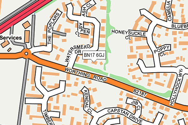 BN17 6GJ map - OS OpenMap – Local (Ordnance Survey)