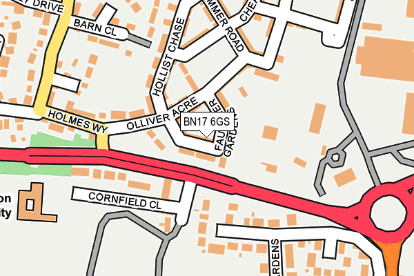 BN17 6GS map - OS OpenMap – Local (Ordnance Survey)